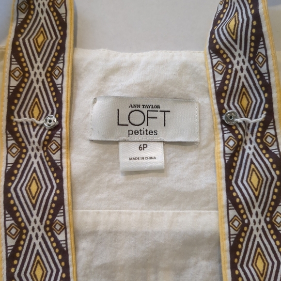 Ann Taylor Loft Cream And Brown Floral  Sleeveless Dress , Size 6p - Picture 6 of 6